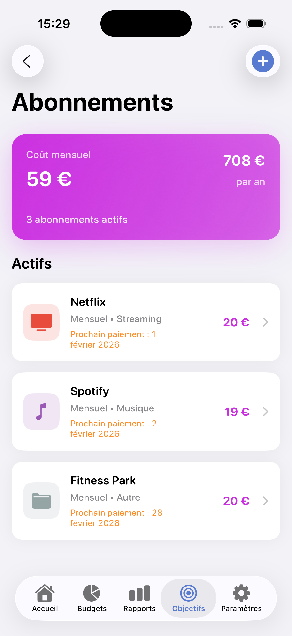 Gestion des abonnements
